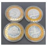4 Las Vegas Silver Tokens