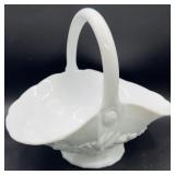 IN. Glass Fruit pattern -Milk Glass Basket