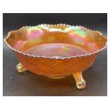 Carnival Glass 3 Footed Bowl