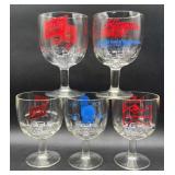 5 BEER GLASSES-HAMMS-SCHLITZ-PBR-BUD