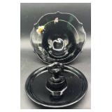 Purple amethyst, three legged bowl and