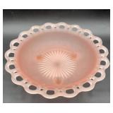 Laced Edge Satin Pink Depression 3Legged Bowl