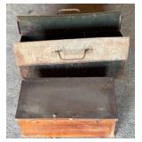 Old wooden box and metal tool box