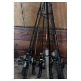 Misc fishing poles and Zebco reels