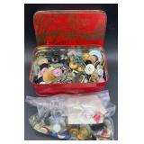OLD  tin full of VTG buttons