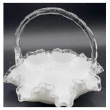 Fenton Silver Crest Basket- Ruffe Edge