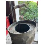 Vintage minnow bucket with wood handle