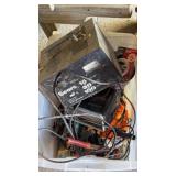 Sears battery charger and misc items in tote