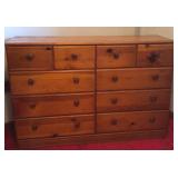 10 Drawer Pine Cabinet 52 inch