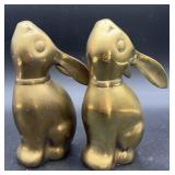 Pair of brass bunnies