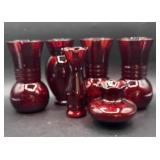 6-Ruby Red Bud Vases