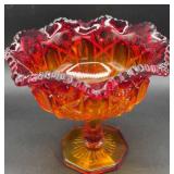 Amberina Glass Moon and Stars compote