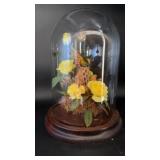 decorative cloche with artificial flower and Bird