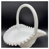 FENTON HOBNAIL MILK GLASS BASKET