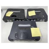 Lot of 3 Nintendo 64 Consoles
