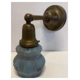 VTG BRASS WALL SCONCE W/FROSTED SHADE