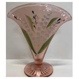 PINK FAN VASE-HAND PAINTED