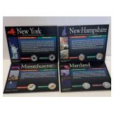 STATE COINS-NY-Mass..N.H and Maryland-QUARTERS