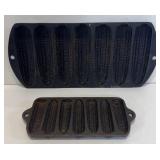 2-UNMARKED CAST IRON CORN MUFFIN PANS