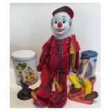 BISQUE CLOWNS-Tin Can-Small Metal Clown