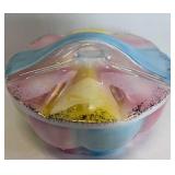 CERAMIC MULTI COLORED COVERED CASSEROLE DISH