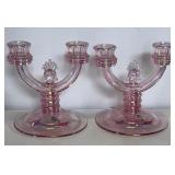 PAIR OF FENTON IRIDESCENT CANDLESTICKS