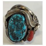 LARGE STERLING TURQUOISE MEN'S RING