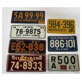 7 CERAL LICENSES PLATED 1953