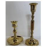 2 SOLID BRASS CANDLESTICKS -1 BALDWIN