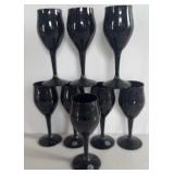SET OF 8 BLACK AMETHYST CORDIALS W.Germany