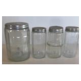 HOOSIER PANELED GLASS STORAGE JARS-TEA