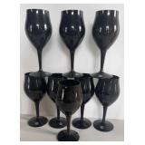 SE OF 8 BKACK AMETHYST WINE GLASSES