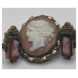 VTG CAMEO EARRINGS AND BROOCH