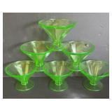 SET OF 6 URANIUM GLASS SHERBET CUPS