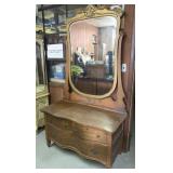 ANTIQUE OAK LOWBOY DRESSER W/MIRROR
