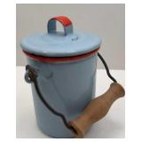 SMALL LIGHT BLUE GRANITEWARE PAIL W/LID