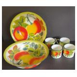 JAPANESE ENAMELWARE BOWLS AND CUPS