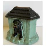 VINTAGE TIN BANK WITH DOG