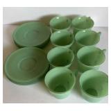 SET OF 8-JADEITE COLOR CHILDS CUPS AND SAUCERS