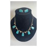 STERLING TURQUOISE NECKLACE AND EARRINGS