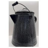 LARGE GRAY GRANITEWARE COFFEE POT