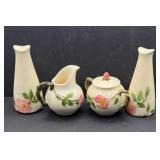 FRANCISCAN CREAM AND SUGAR, SALT AND PEPPER