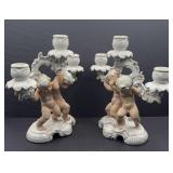 VTG PORCELAIN CHERUBS CANDLEABRAS-GERMANY