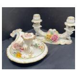 Dresden porcelain double candle holder-Single