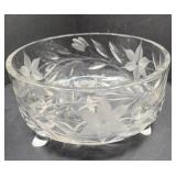 vintage footed crystal bowl