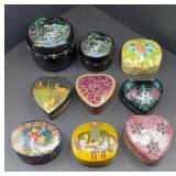 9-BLACK LACQUER TRINKET BOXES