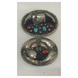 2-GERMAN SILVER BELT BUCKLES