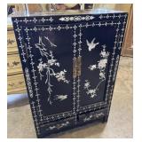 INLAID ORIENTAL BOOKSHELF WITH DRAWERS