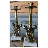 2-Hollywood Regency brass candlestick holders