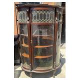 ANTIQUE CURVED GLASS OAK CHINA CABINET